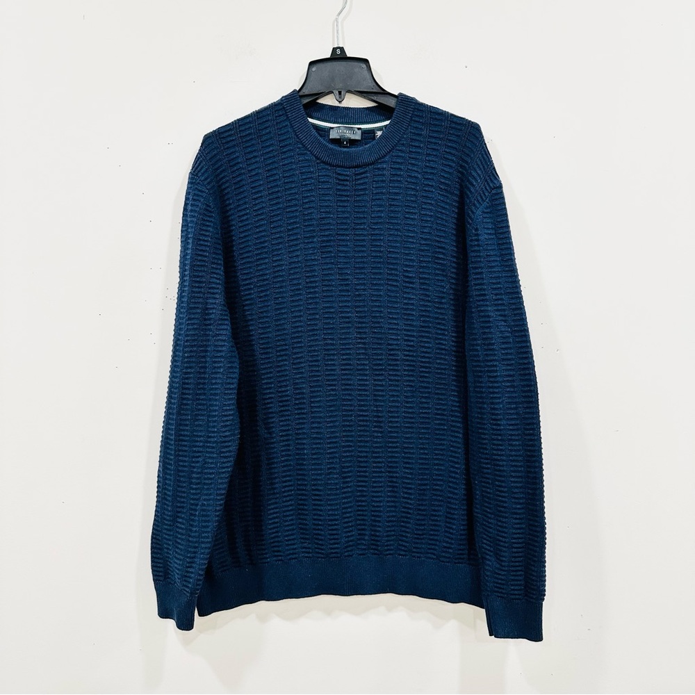 Ted Baker London Mens Crewneck Sweater‎ Size XL Blue Pullover Textured Knit